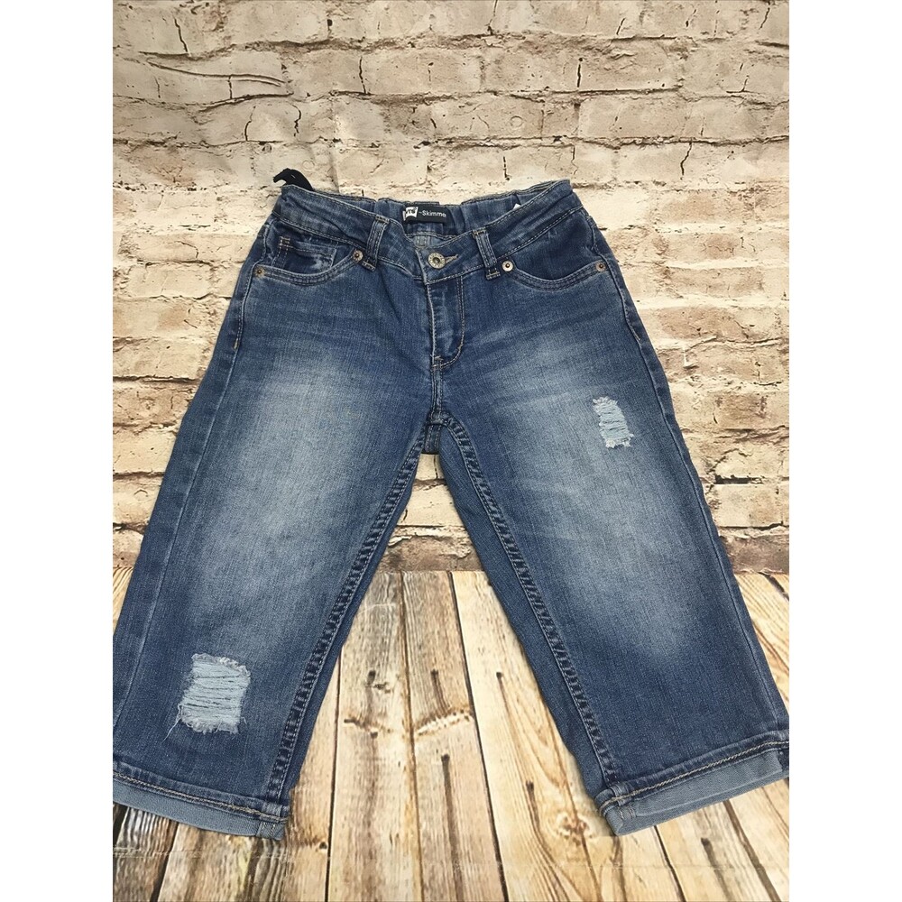 Levi Girls Shorts 12 Reg Skimmers Adjustable Waist Factory Destroyed Cuffed